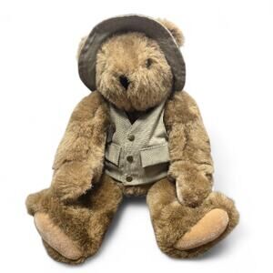 Vermont Teddy Bear Company Plush Brown Fully Jointed Fisherman Mackenzie 16" USA